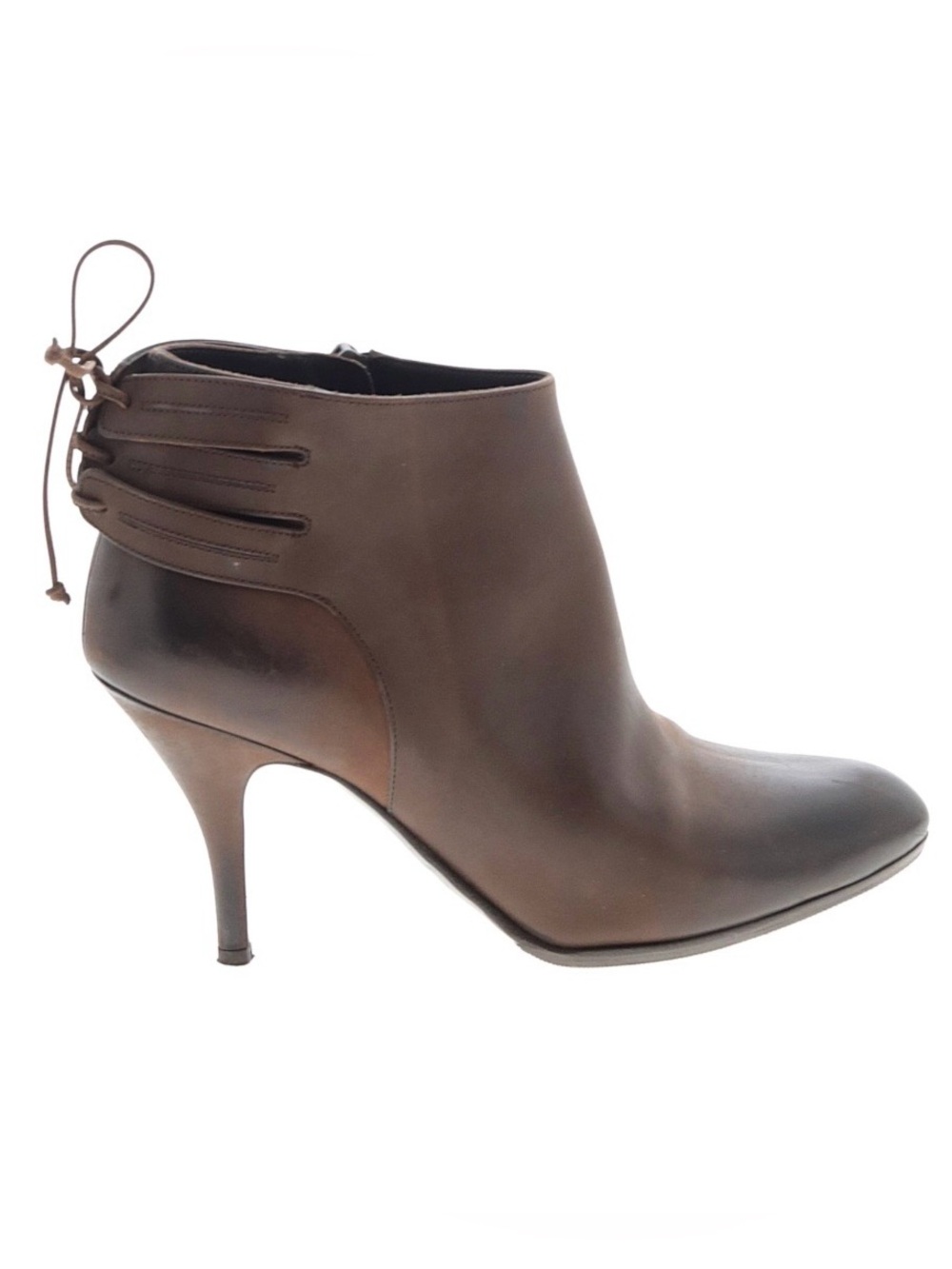 Salvatore Ferragamo ombré brown leather stiletto ankle booties with Lace up ties